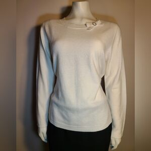 Women's white sweater with rhinestone detail